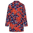 thumbnail image 5 of Women's Plus Size Navy Red Floral Cardigan, Long Sleeve Open Front Tunic with Pockets, 5 of 8