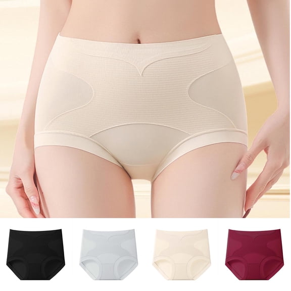 Yyeselk Womens Tummy Control Underwear Mid Rise Slim Fit Stretch Textured Planties Shapewear Wine L