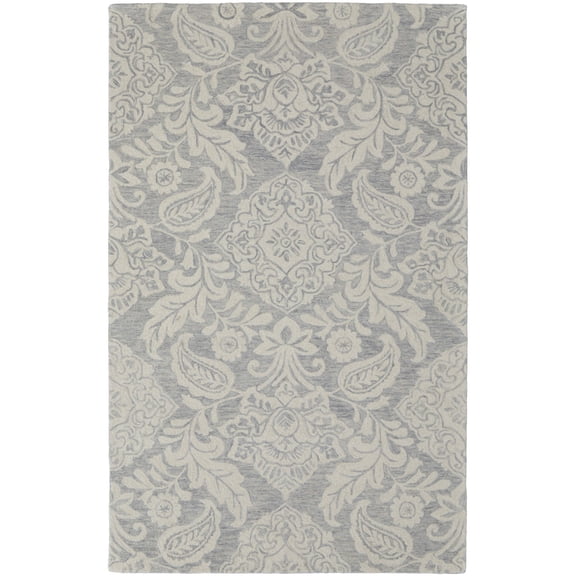 10' X 14' Blue and Ivory Wool Oriental Hand Tufted Area Rug