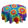 thumbnail image 4 of Colorful Rainbow Tie Dye Spiral Pattern Round Tablecloth 60"x60",Wrinkle Wipeable Table Cloth for Kitchen Dining Room Picnic Patio Party, 4 of 6