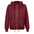 thumbnail image 4 of Usmixi 2023 Winter Womens Sweatshirt Coat Hooded Sweatshirt Coat for Women Casual Solid Open Front Zipper Hoodies Tops Fall Lightweight Long Sleeve Pocket Outwear with Drawstring Up to 65% off, 4 of 5
