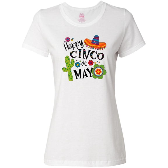 Inktastic Happy Cinco de Mayo- Sombrero, Cactus, Flowers Women's T-Shirt