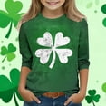 thumbnail image 3 of Girls St Patrick's Day Long Sleeve Shirt, Distressed Four Leaf Clover Graphic Tee, Soft Stretch Fit for Kids to Big Kid 3-13 Years,Size 10-11T, 3 of 5