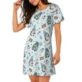 thumbnail image 2 of Susaid Winter Wonderland Light Blue Pattern Sleep Shirts for Women Short Sleeve Night Shirts for Sleeping Pullover Nightgown Soft Nightdress, 2 of 6