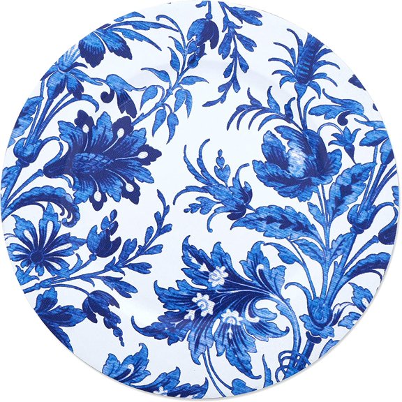 SARO LIFESTYLE CH016.IN14R Florentia Design French Style Floral Print Decorative Charger Plate, 14", Indigo