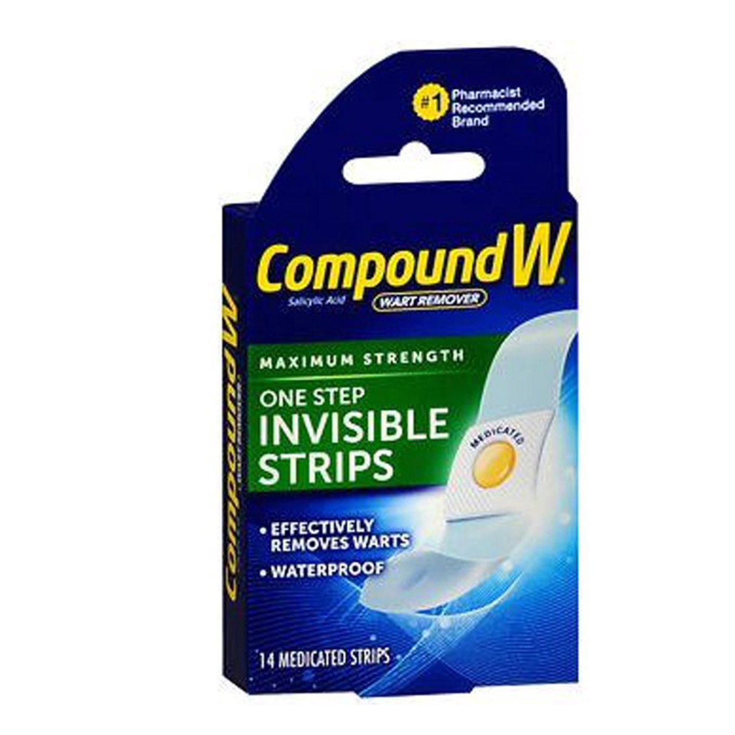 Compound W Maximum Strength One Step Invisible Wart Remover Strips, 14 Ct, 4-Pack