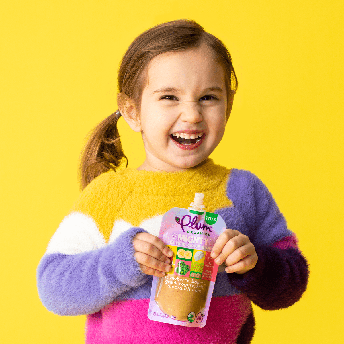 Plum Organics Mighty 4 Toddler Food, Banana, Peach, Pumpkin, Carrot, Greek Yogurt and Oat, 12 Pack