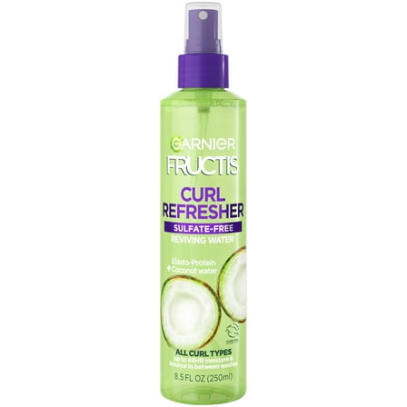 Garnier Fructis Curl Refresher Reviving Water Spray with Coconut Water for men and women, 8.5 fl oz