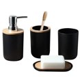 thumbnail image 1 of Accesorios de Baño 4 Piezas | Juego para Baño Moderno de Bambu | Juego de Accesorios de Plastico | Conjunto de 4 piezas para Baño, 1 of 5