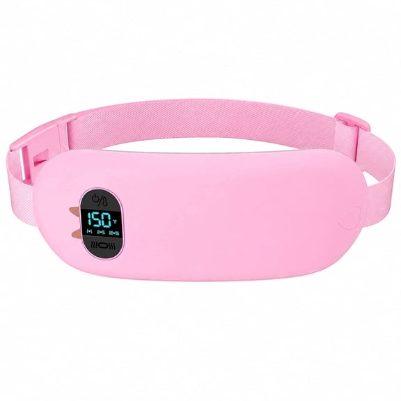 TeSabMi Cordless Heating Pad for Period Cramps, Portable Menstrual Heating Belt with 6 Heat Levels, 6 Vibration Modes, Gift for Women, Pink