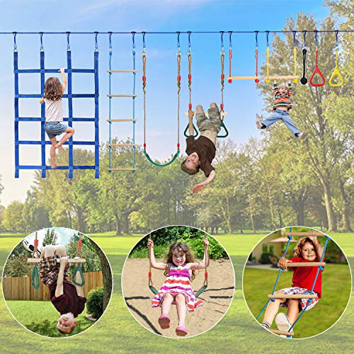 Ninja Warrior Training Equipment 45 Foot Obstacle Course for Kids Adults Outdoor 