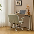 thumbnail image 2 of Ktaxon Office Chair with Chenille Fleece Upholstery, Flip-Top Armrest Desk Chair on Metal Star Base, Adjustable Height & Quiet Casters for Home Study Blue-Green, 2 of 9