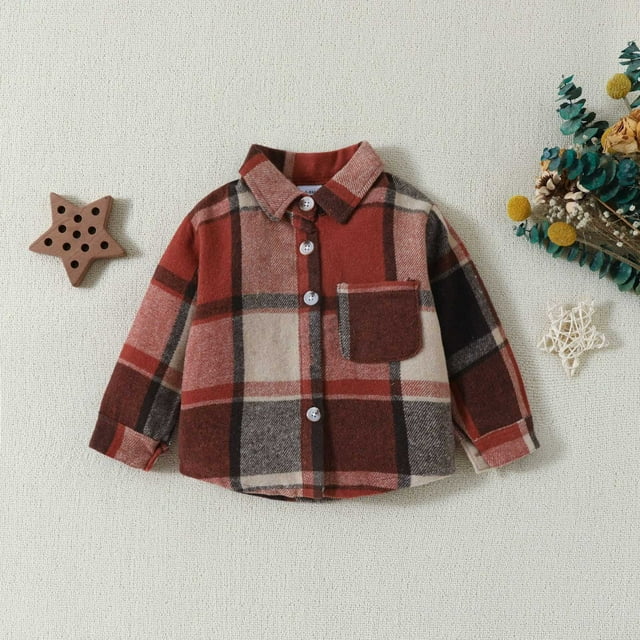 Cameland Chemise à Col à Carreaux à Manches Longues pour Garçon, Haut Cardigan Décontracté, Veste