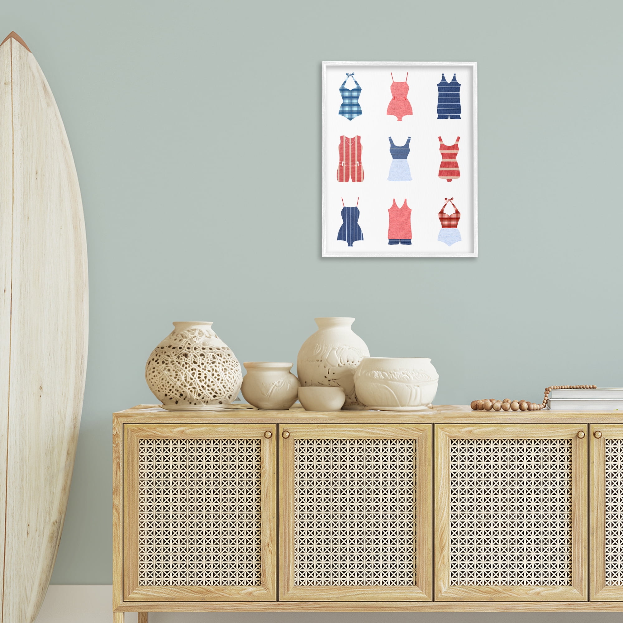 Stupell Industries Various Beach Swimsuits Beauty & Fashion Painting White Framed Art Print Wall Art, 24 x 30