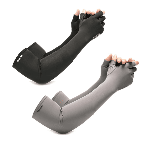 Set Mangas Bloosom Protectoras Para Brazos Protección Solar Uv 2 Pares Gris y Negro