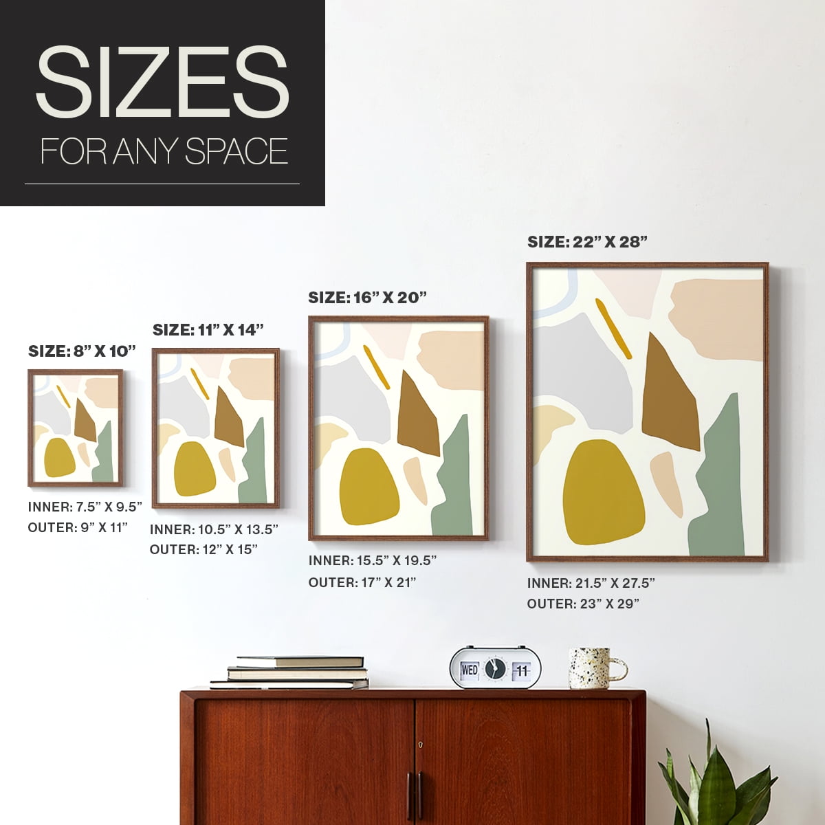 Pastel Splotches I Framed Print in Brown Solid Wood Framed Print No Nail Hanging
