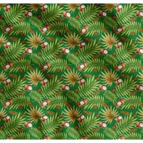 Soimoi Cotton Voile Fabric Tropical Leaves & Coconut Fruits Printed Craft Fabric by the Yard 42 Inch Wide
