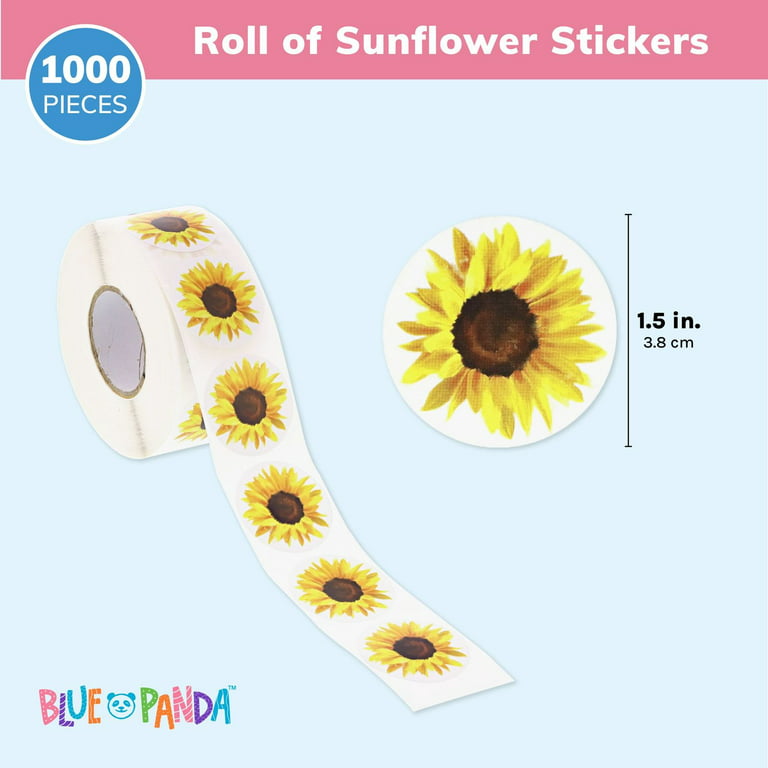 1000 Pieces Yellow Sunflower Stickers for Envelopes, Flower Decals