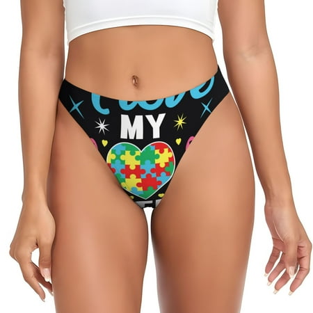 Adobk I Love My Autism Print Seamless Women Underwear Thongs No Show Ladies Thong No Line Breathable Comfortable Panties Undies for Women-4X-Large