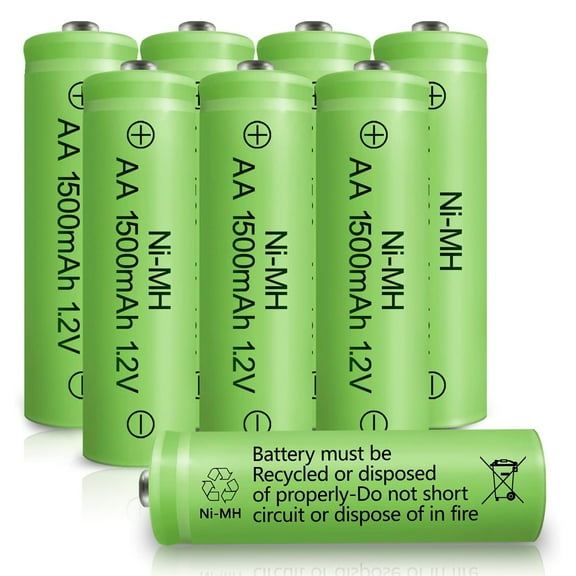 AA Rechargeable Batteries NIMH 1.2V Double A 1500mAh High Capacity Battery Low Self Discharge for Solar Lights Lantern String Light