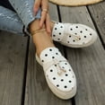 thumbnail image 6 of Gpaecead Women's Polka Dot Tassel Flat Mules Faux Suede Slip On Non Slip Shoes For Commute And Casual Style, White, 6 of 8