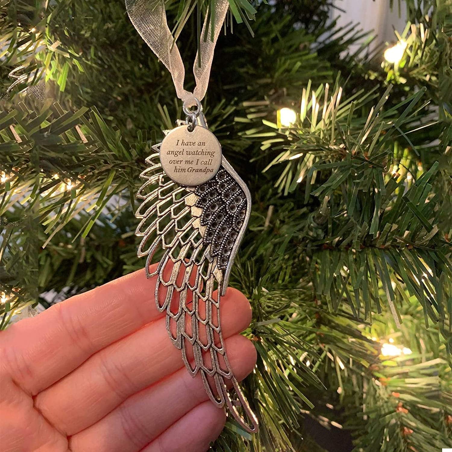 Loss of Father Sympathy Ornament Dated Christmas 2020 Condolence Gift Idea Dads Gold Angel Wings Death Anniversary Remembrance Memorial Family Friends Keepsake Tree Decorations 3 Flat Circle Ceramic