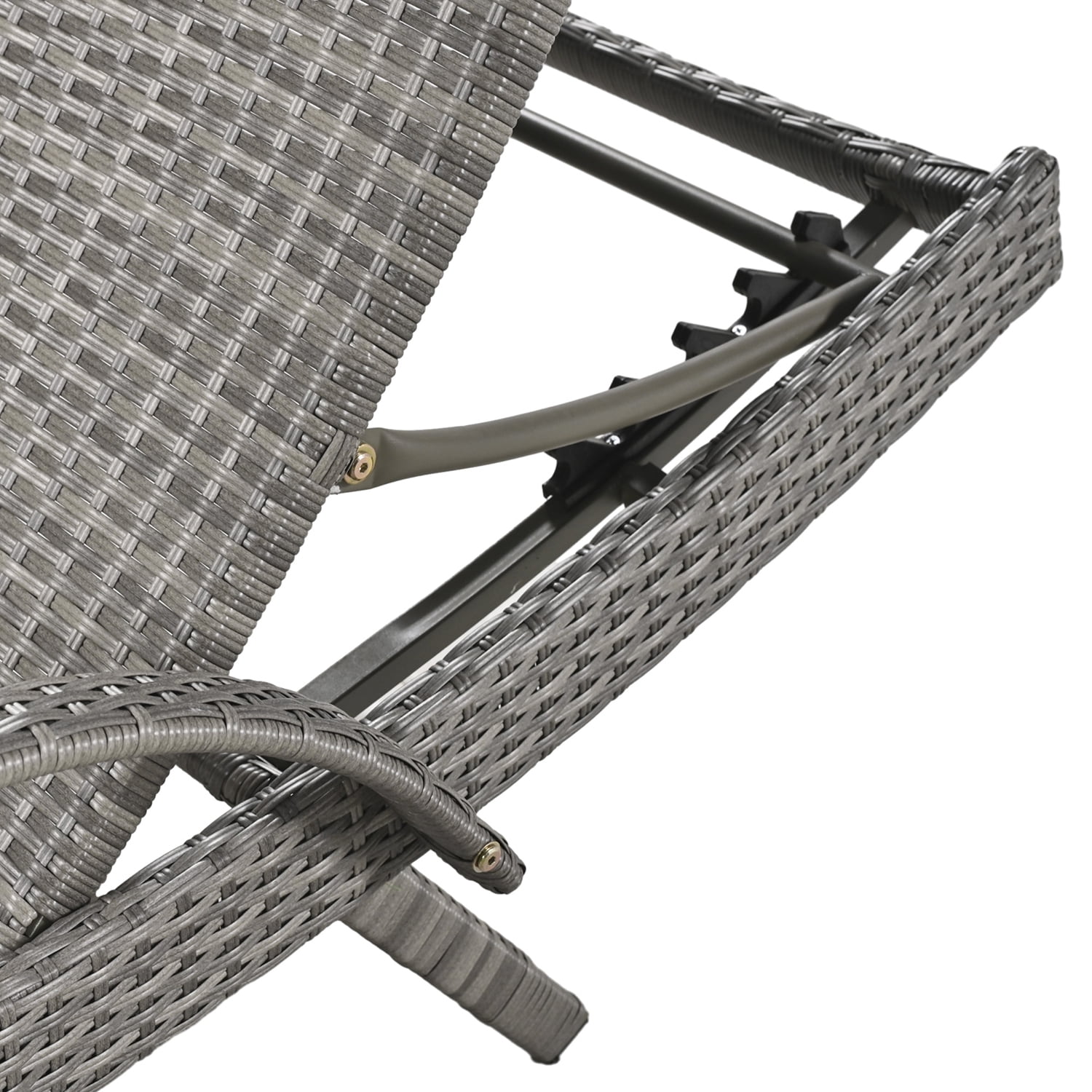 Aimee Lii Set of 2 Patio Wicker Adjustable Backrest Ergonomic Chaise Lounge Chairs with Pull-out Side Table, Convenient and Comfortable, Gray Aimee Lii Set of 2 Patio Wicker Adjustable Backrest Ergonomic Chaise Lounge Chairs with Pull-out Side Table, Convenient and Comfortable, Gray