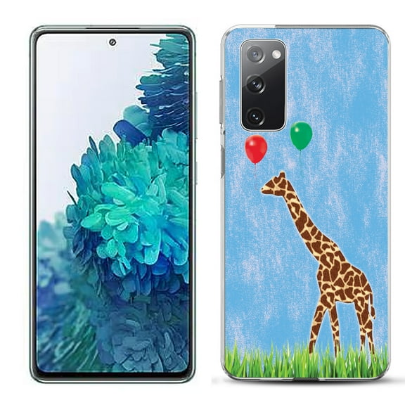 Slim-Fit Gel TPU Phone Case for Samsung Galaxy S20 FE 5G Fan Edition, by OneToughShield ® - Giraffe/Balloon