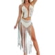 thumbnail image 1 of Trajes de playa de dos piezas para mujer con borlas de ganchillo ahuecadas sujetador de bikini y falda alta dividida, 1 of 6