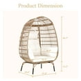 thumbnail image 3 of CL.HPAHKL Wicker Egg Chair, Rattan Egg Basket Chair Indoor Outdoor Patio Lounge Chair with Cushion and Stand Oversized Egg-Shaped Chair for Porch, Balcony, Garden, Living Room, Bedroom, White, 3 of 10