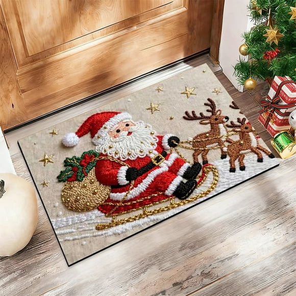 Felpudo navideño | Alfombra de entrada festiva | Alfombra de baño de poliéster tejido | Base antideslizante | Decoración festiva para el hogar y la entrada | 60x40cm