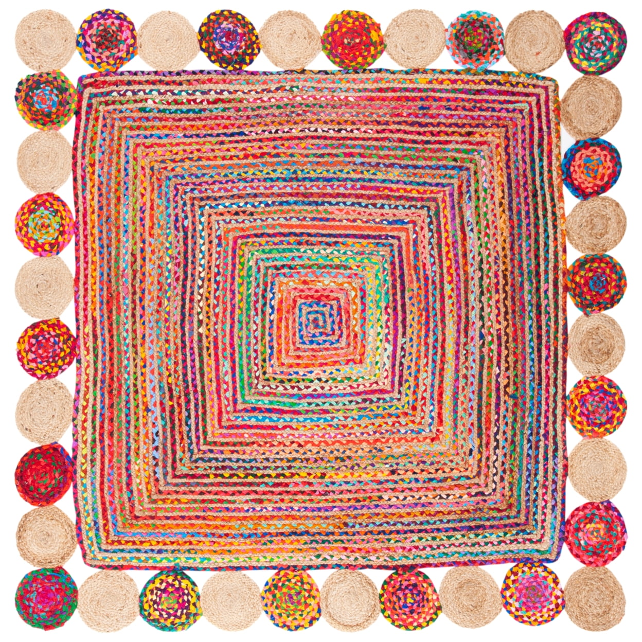SAFAVIEH Cape Cod Kyle Braided Area Rug, 10' x 10' Round, Red/Multi