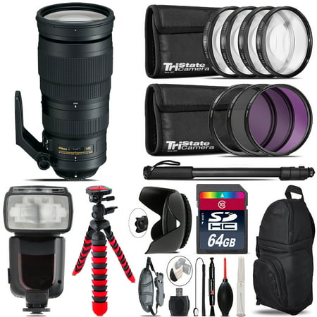 Nikon AF-S 200-500mm  VR Lens + Professional Flash & More - 64GB Accessory Kit