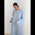 thumbnail image 4 of Suéter de Punto de Larga para Mujer, Jersey de Cuello Redondo, Suéter Informal Holgado. Azul Talla Única, 4 of 10