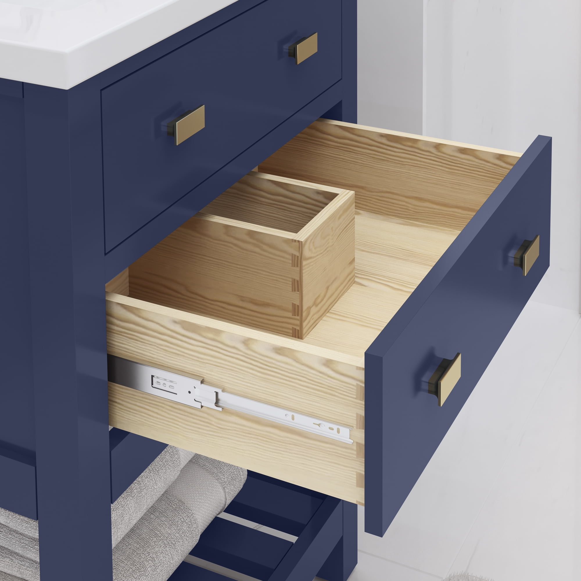 Water Creation Viola 24" Solid Hardwood Single Bathroom Vanity in Blue/Gold