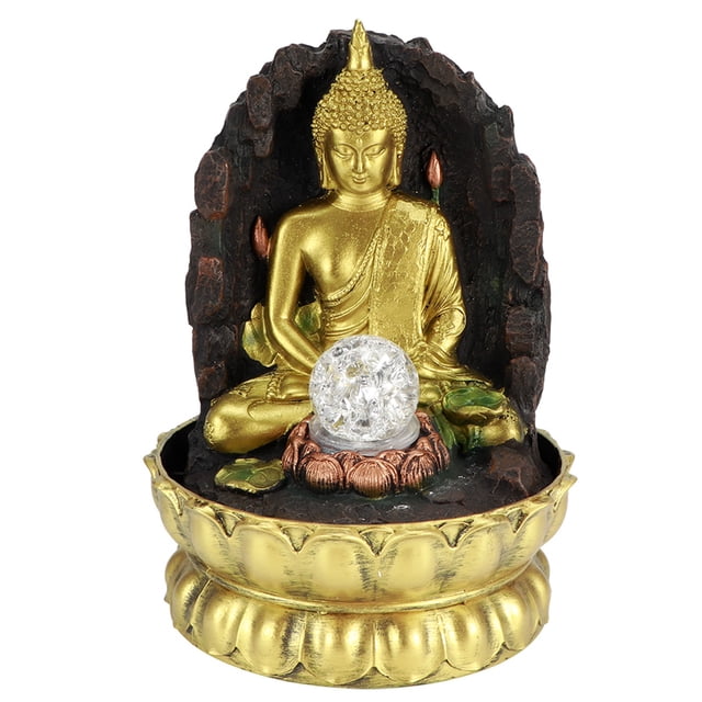 LED Tabletop Fountain,Resin Water Fountain Ornaments Buddha Fountain Desktop Fountain Performance Driven