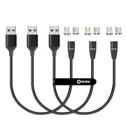 NetDot Gen12 ro USB and USB-C [1ft,3 Pack Black] Magnetic Fast Charging Data Transfer Cable Compatible with Android