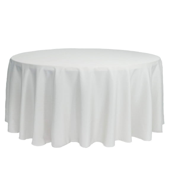 YOUR CHAIR COVERS - 132 Inch Round Premium Polyester Tablecloth - White, Linen Table Cloth for Standard Round Tables