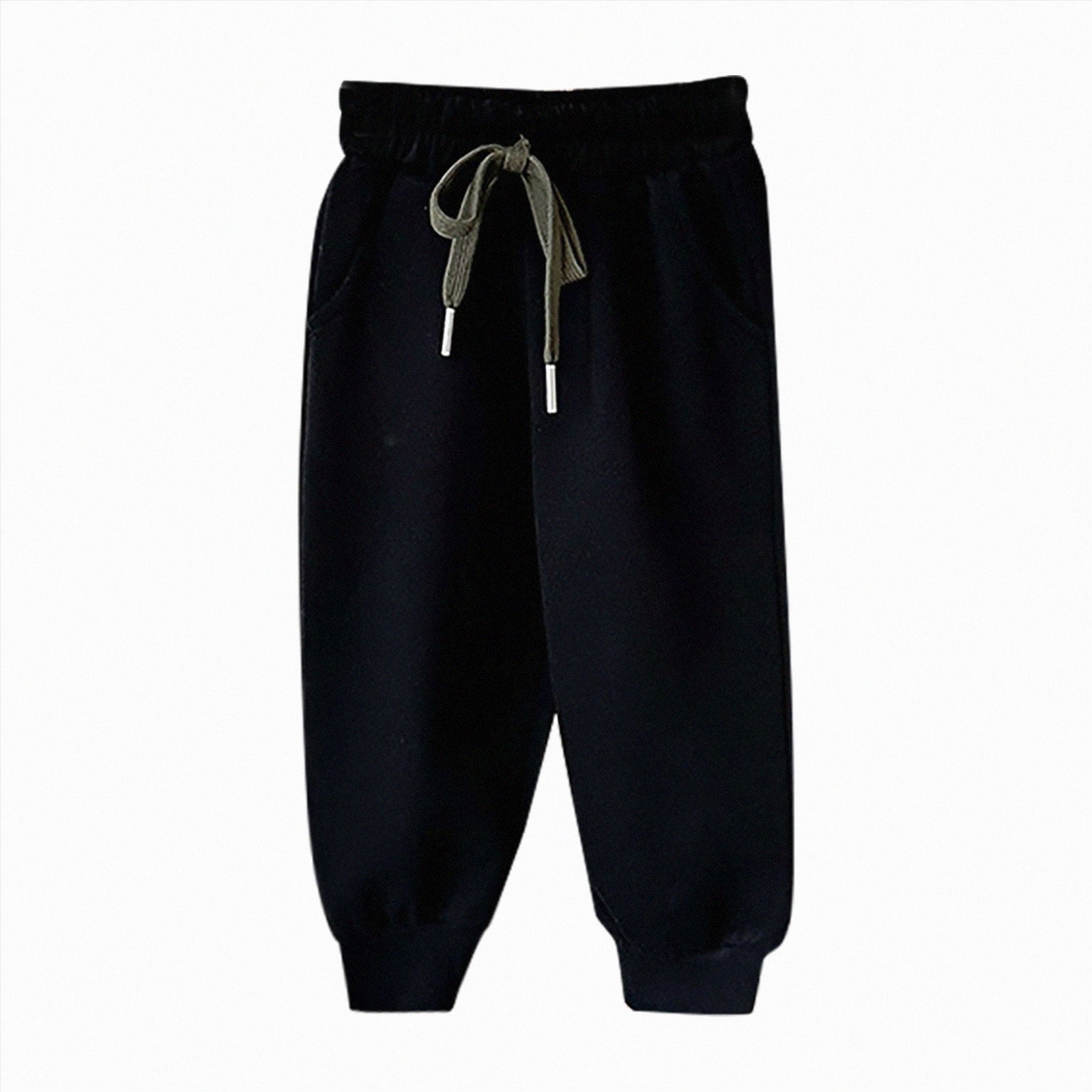 YDFCWX Girl Baggy Sweatpants Girls Baggy Sweatpants Wide Leg Straight Pants Drawstring Joggers Casual Sweat Pants with Pockets Black 7-8 Years