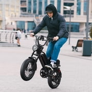 Jasion YR16 Electric Bike for Adults, 500W Motor 48V 12.5AH Removable Battery E-Mountain Bike, 16 Fat Tire Off-Road Electric Dirt Bike, 55 Miles Ebike for Teens, UL2849