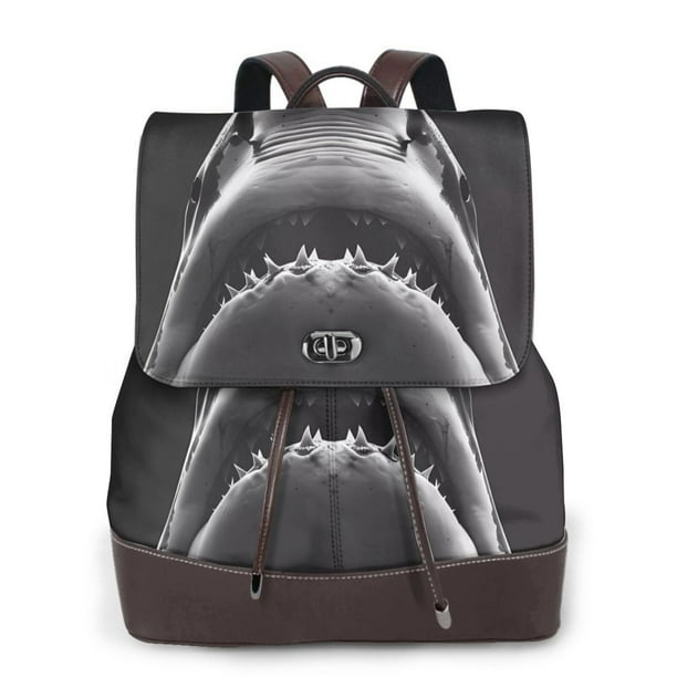 Fotbe Black And White Shark Mochila Bolso con Estampado para Mujer, Mochila Antirrobo de Nylon Impermeable, Bolsa Ligera de Hombro