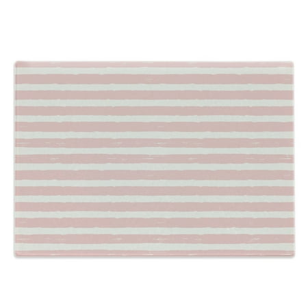 

Stripe Cutting Board Paint Brushstrokes in Horizontal Direction Pastel Color Pattern for Girls Decorative Tempered Glass Cutting and Serving Board Large Size Pale Pink Blush by Ambesonne