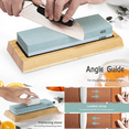 thumbnail image 4 of Souped Up Recipes Knife Sharpening Stone Set Dual Grit Whetstone 400/1000 3000/8000 with NonSlip Bamboo Base, Angle Guide, Leather Strop, and Flattening Stone., 4 of 4