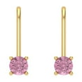 thumbnail image 3 of Clara Pucci 0.2 ct Brilliant Round Cut Drop Dangle VVS1 Genuine Conflict free Pink Zircon Solid 18K Yellow Gold Designer Everyday Earrings Lever Back, 3 of 5