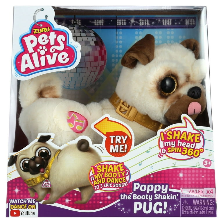 Pets Alive Poppy the Booty Shakin' Pug, Interactive Dancing Plush
