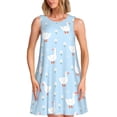thumbnail image 1 of Fotbe Goose White Flowers Vestido de Verano sin Mangas para Mujer – Vestido Midi Línea A, Estilo Camiseta Floral, Vestido Playero Casual y Fluido, 1 of 7
