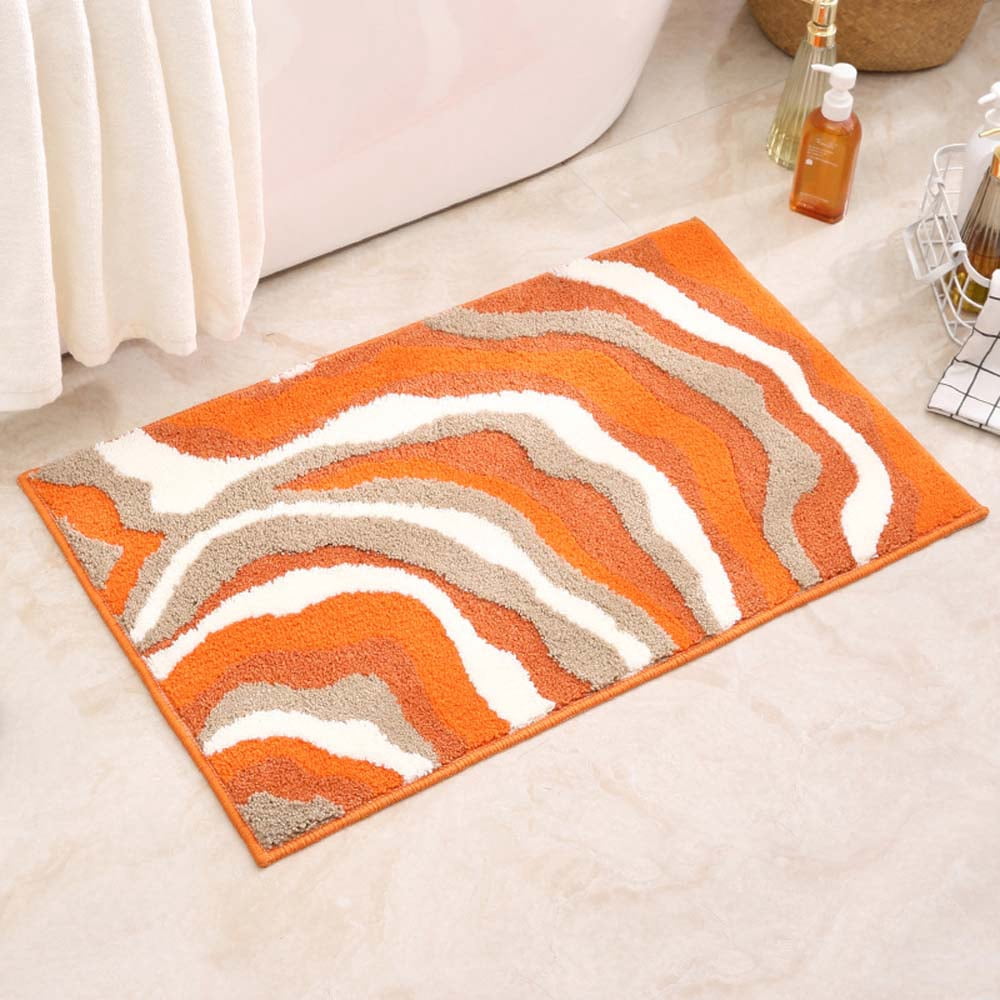 Orange Microfiber Bathroom Rugs 16 x 24inch Soft Plush Absorbent Non-Slip Backing Fluffy Bath Mats Machine Washable