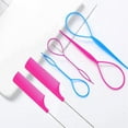 thumbnail image 2 of 6Pcs Hair Loop Styling Tool Set with 4 Topsy Tail Hair Tools French Braid Tool Loop (Pink, Blue) And 2 Metal Stainless Steel Pin Rat Tail Comb ,Carbon Fiber Heat Resistant Teasing Combs(Rose), 2 of 5
