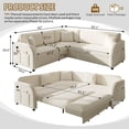thumbnail image 3 of LLappuil Sectional Sofa, 85" Sectional Couch with Pull Out Sofa Bed King Size, 5 Seat Teddy Sofa Convertible Sofa Bed for Living Room Beige, 3 of 10