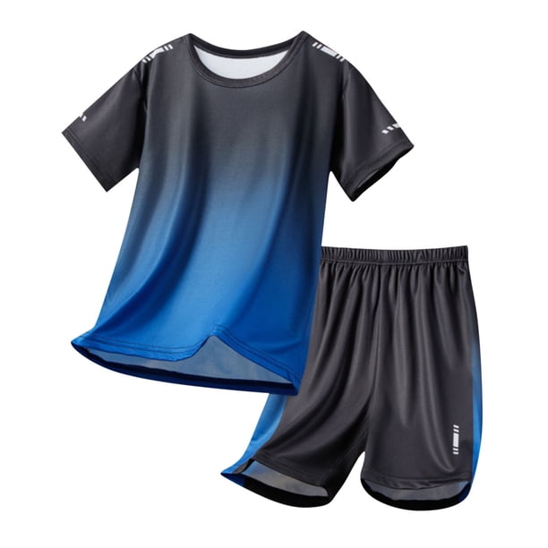 Odeerbi Niños Niñas Rápido Seco Atlético Conjunto Gradiente Manga Corta Camiseta Shorts Entrenamiento Respirable Ropa Deportiva Conjunto Para 5-16 Años